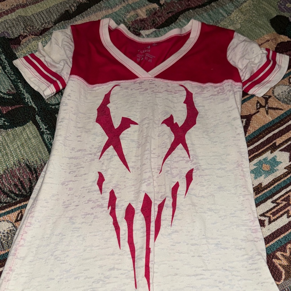 Women's Red and White Graphic Tee